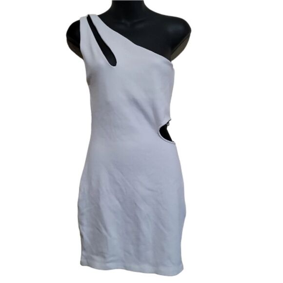 ZARA  Woman Mini Asymmetrical Cut-Out White Dress Size  Large NWT - Picture 4 of 10